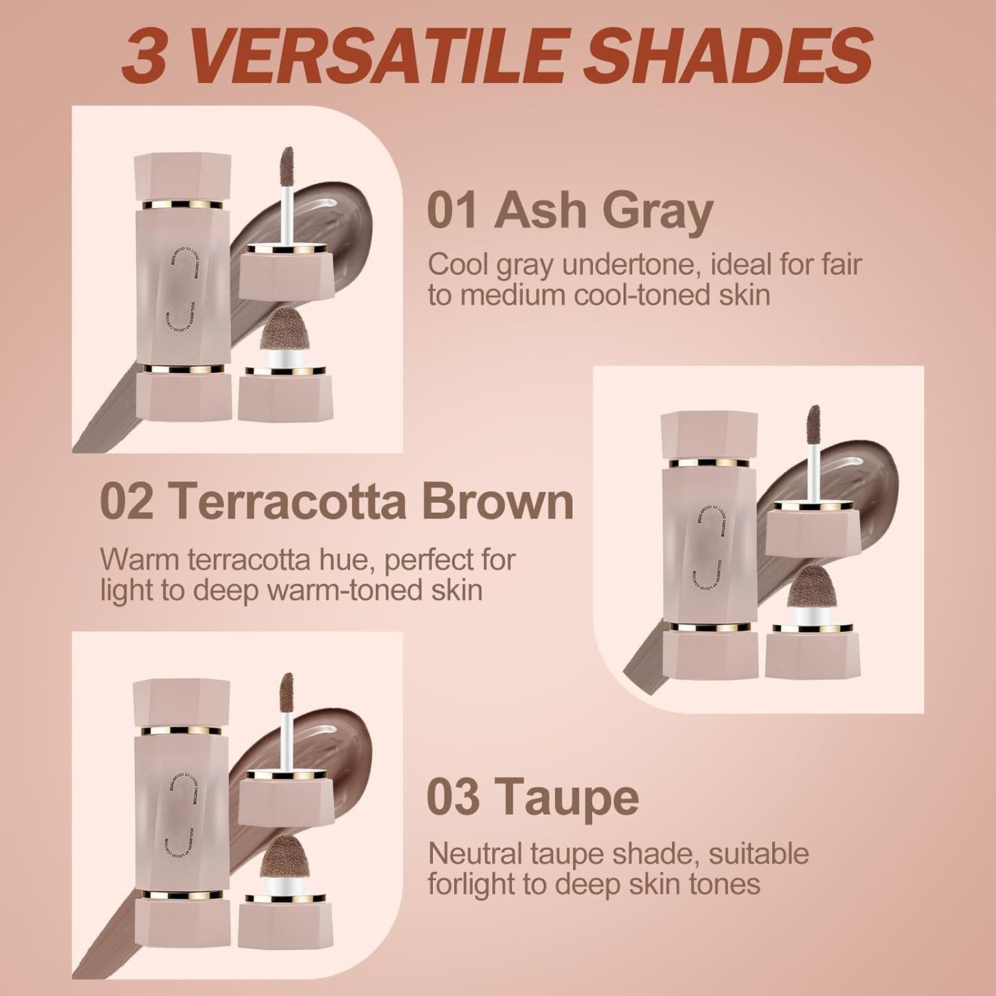 Skiennix Dual-Ended Sculpt Liquid Contour Stick - Long-Lasting Buildable Cream Bronzer, 03 Taupe