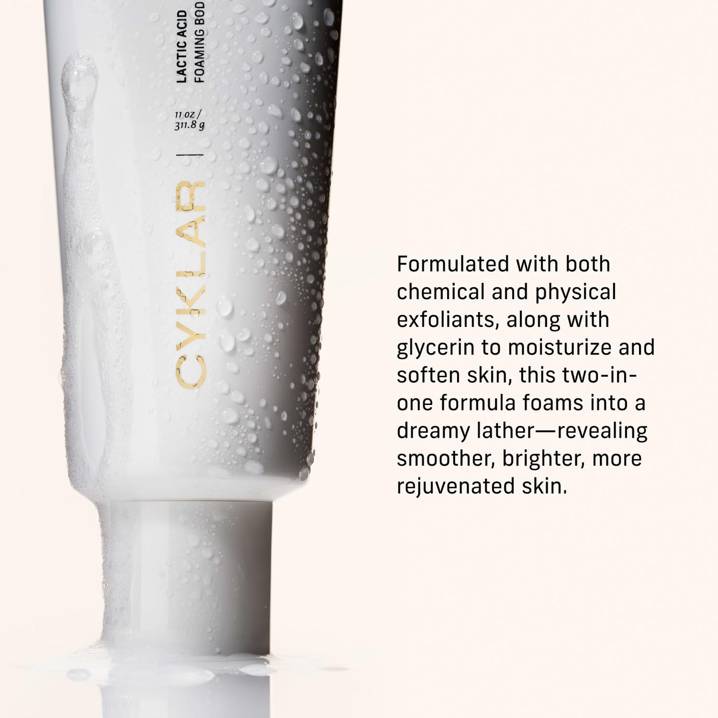 Cyklar Lactic Acid Body Polish - Chemical Exfoliator with AHAs & Volcanic Pumice | Hydrating, Fragrance-Free, 11 fl oz