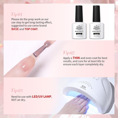Born Pretty Nude Gel Nail Polish Jelly Light Nude Gel Polish,Sheer Translucent Skin Stone Natural Long Lasting Soak Off Gel Polish Nail Art DIY 15ML