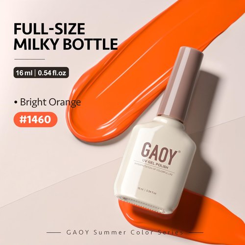 GAOY Orange Gel Nail Polish, 16ml Soak Off Gel Polish, UV Light Cure for Nail Art DIY Manicure at Home, 1460 Bright Orange