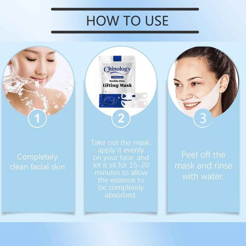 Chinology Double Chin Lifting Mask, Reusable Upgraded Double Chin Reducer, Helps Create A Three-Dimensional Jawline, Sleep Mask for Face and Neck Upgraded Deep Collagen Firming Mask (5 Pcs)
