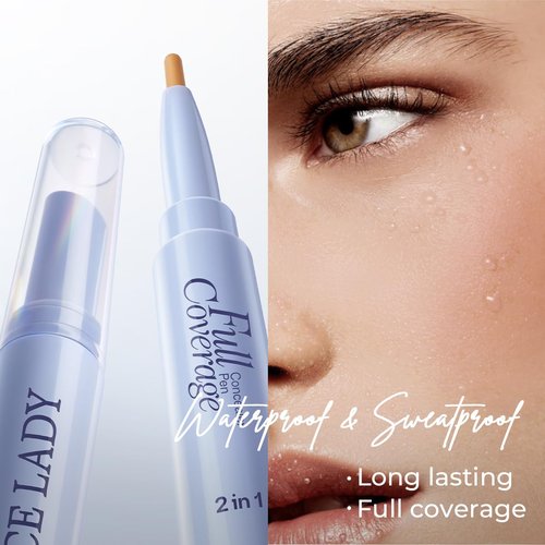 SACE LADY 2-in-1 Full Coverage Concealer Pen - Ultra Precise, Waterproof Dual-End Stick for Dark Circles & Blackheads | Lightweight (#01 Light Natural)