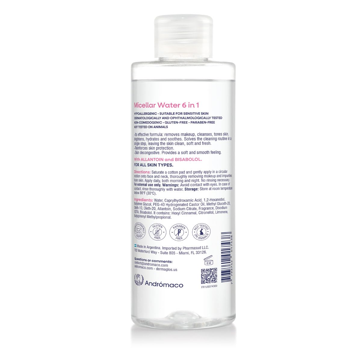 Dermaglos Micellar Water - All-In-One Hydrating Facial Cleanser & Makeup Remover | 13.52 Fl Oz, Alcohol-Free, Soothing Formula