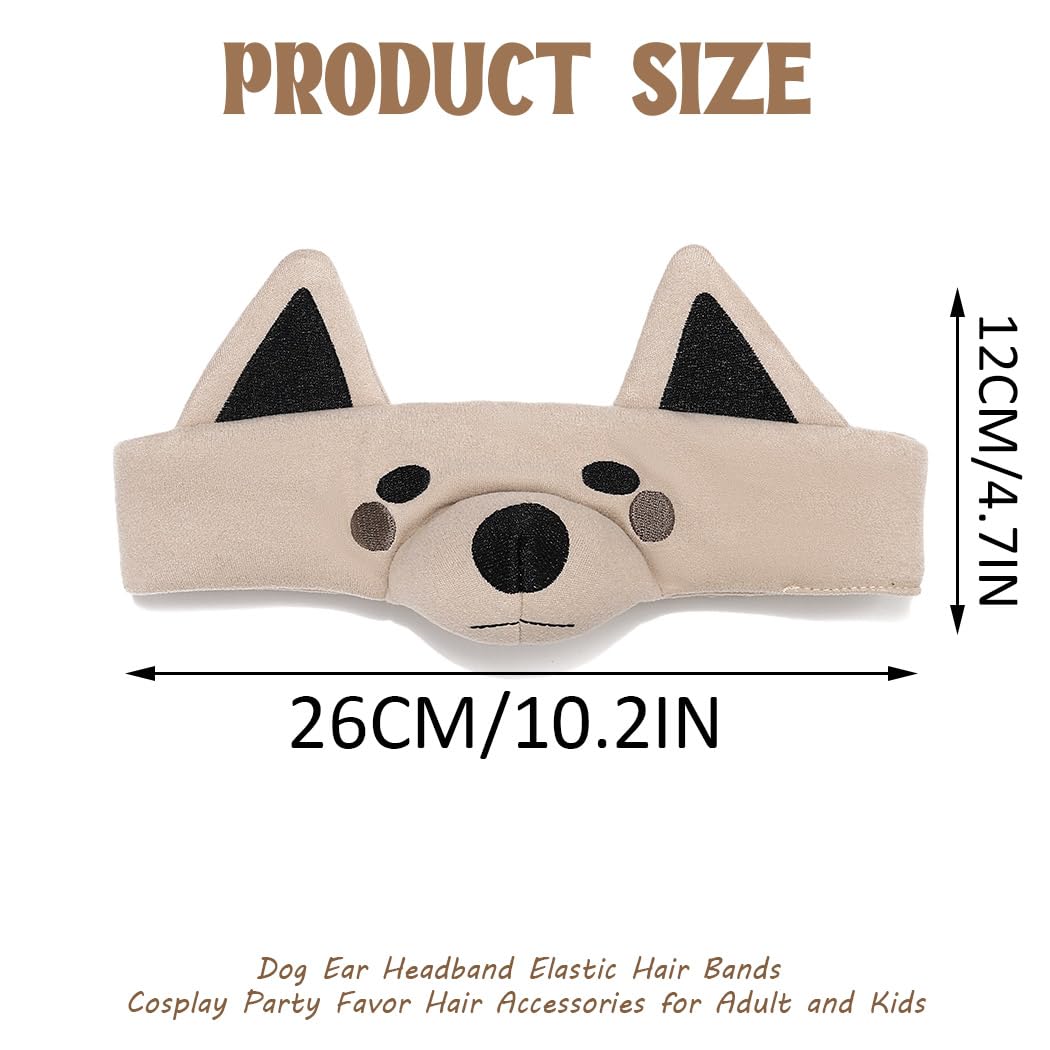 CASDRE Dog Spa Headband Face Wash Skincare Headbands Makeup Costume Headwear Shower Cloth Hair Band for Women and Kids (B Light Tan)