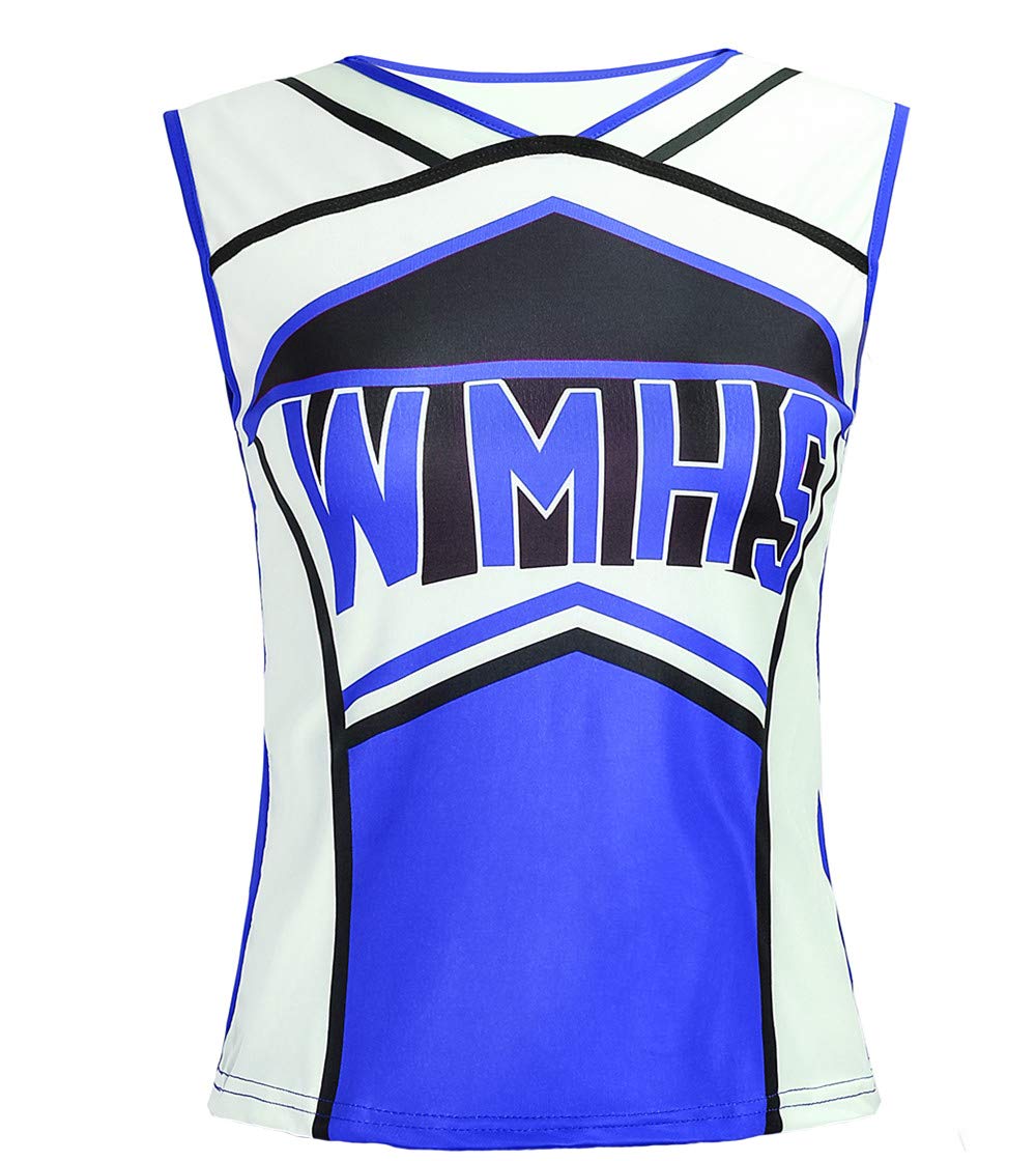 Makroyl Womens Cheerleader Costume Uniform Halloween Fancy Dress Cosplay Costume (Blue, US 4-6)