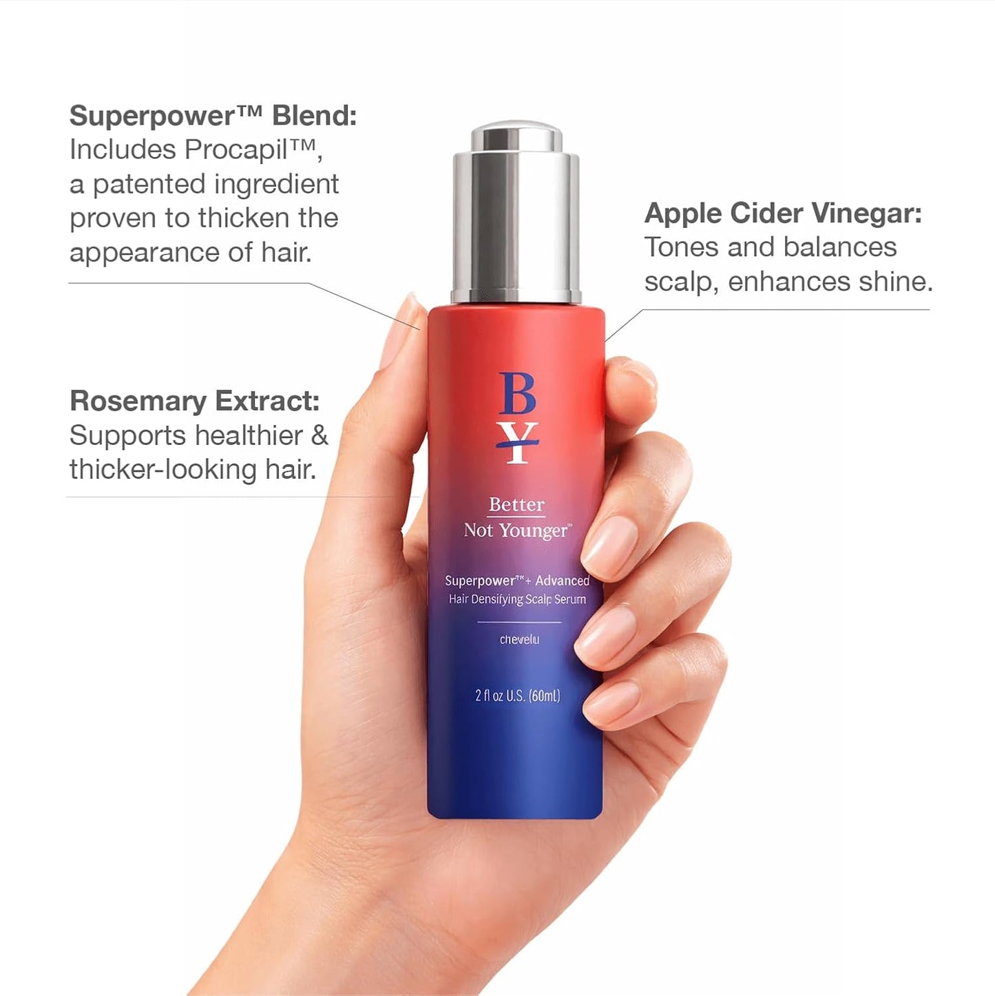 Better Not Younger Superpower+ Advanced Densifying Serum - Hair Fortifier with Biotin & Rosemary for Fuller Hair