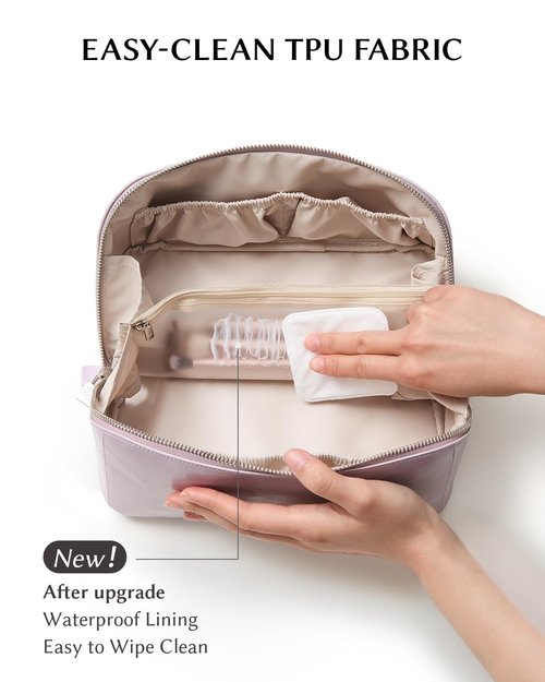 EACHY Travel Makeup Bag, Large Capacity Cosmetic Pouch with Zipper, Waterproof Toiletry bag for Women