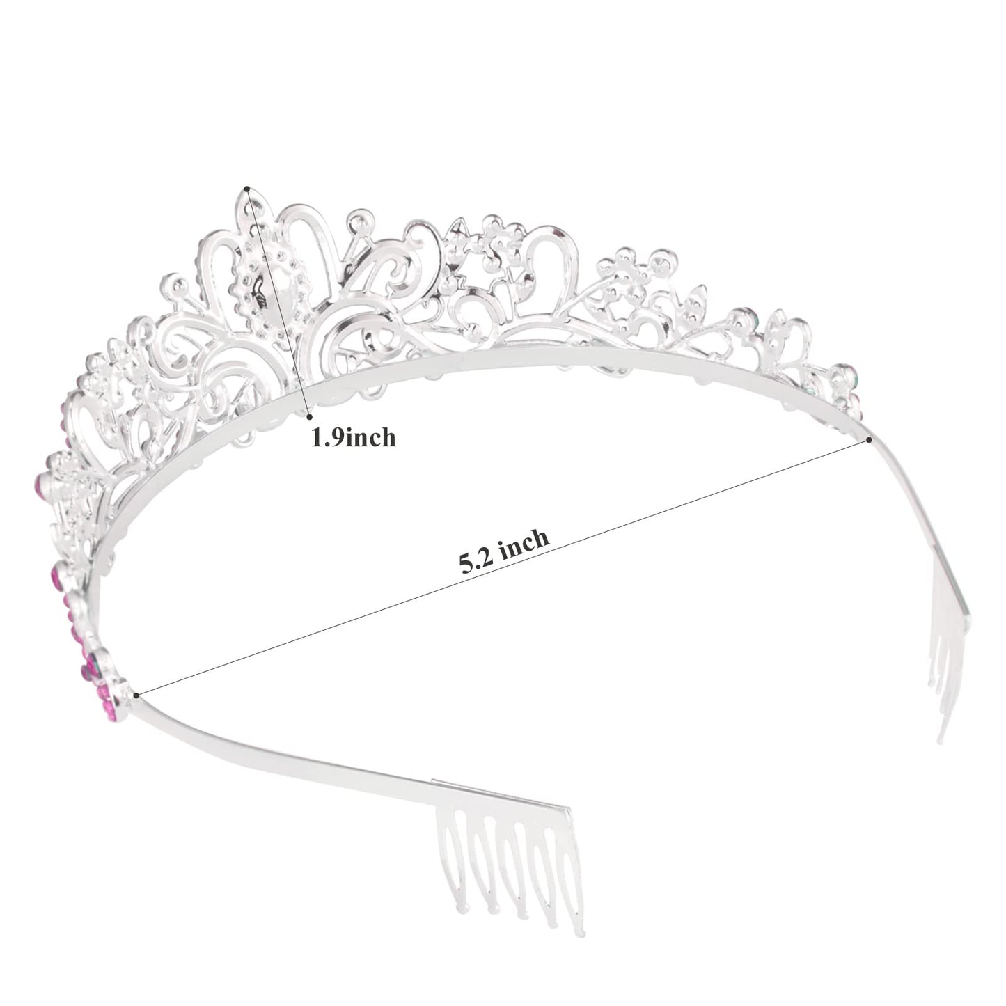 Sparkling Crystal Princess Tiaras for Women Crown Queen Fashion Headband for Wedding Birthday Bride Bridal Prom Party Valentines Mothers Day Gifts Pink