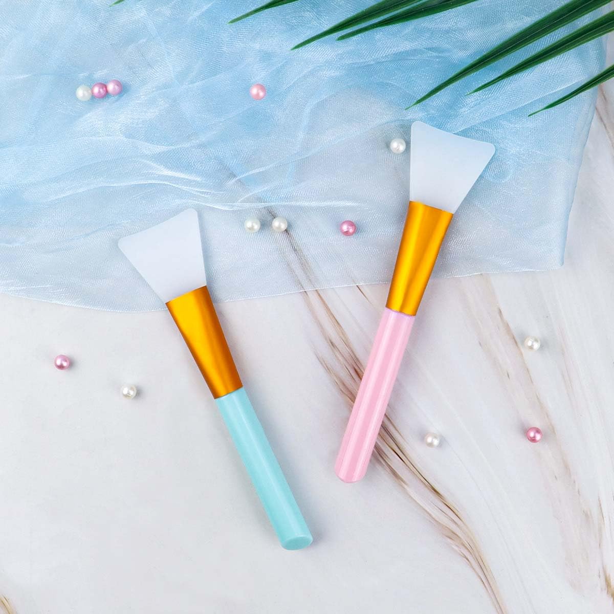 Skiennix Silicone Face Mask Brush Set - Soft Applicators for Mud Masks & DIY Treatments | Blue & Pink