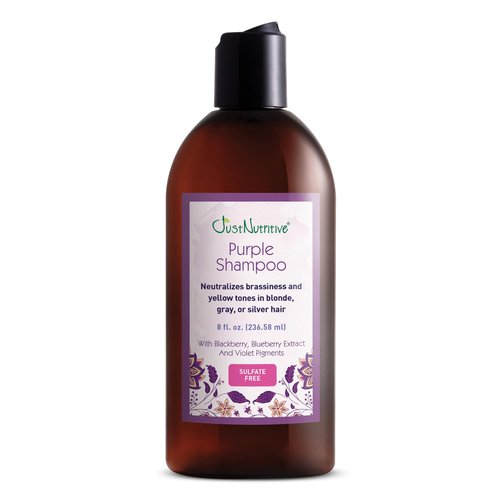 Just Nutritive Purple Toning Shampoo - Eliminate Brassiness & Boost Shine for Blonde, Gray, and Bleached Hair | 8 oz, Sulfate-Free, Paraben-Free