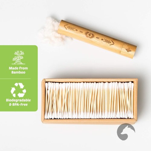 Precision Tip Bamboo Cotton Swabs - Eco-Friendly 200 Count | 100% Plant-Based Double Tipped Buds for Makeup & Crafts