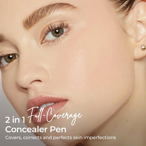 SACE LADY 2-in-1 Full Coverage Concealer Pen - Ultra Precise, Waterproof Dual-End Stick for Dark Circles & Blackheads | Lightweight (#01 Light Natural)