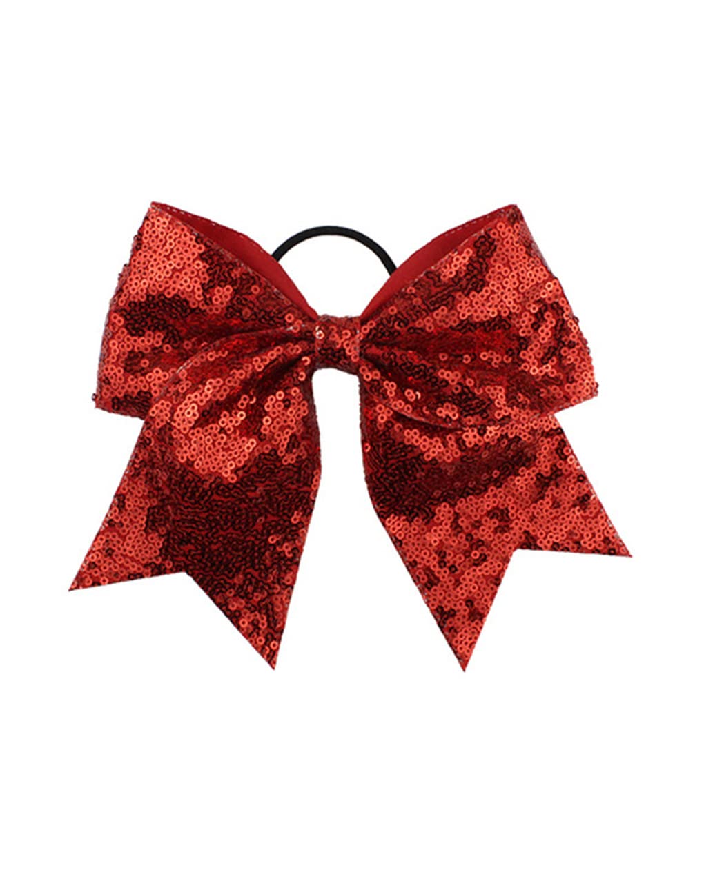 Girls Cheer Bow Ponytail Holder Big Hair Bow Tie with Glitter Sequins Bowknot JB80 (A1-Red)