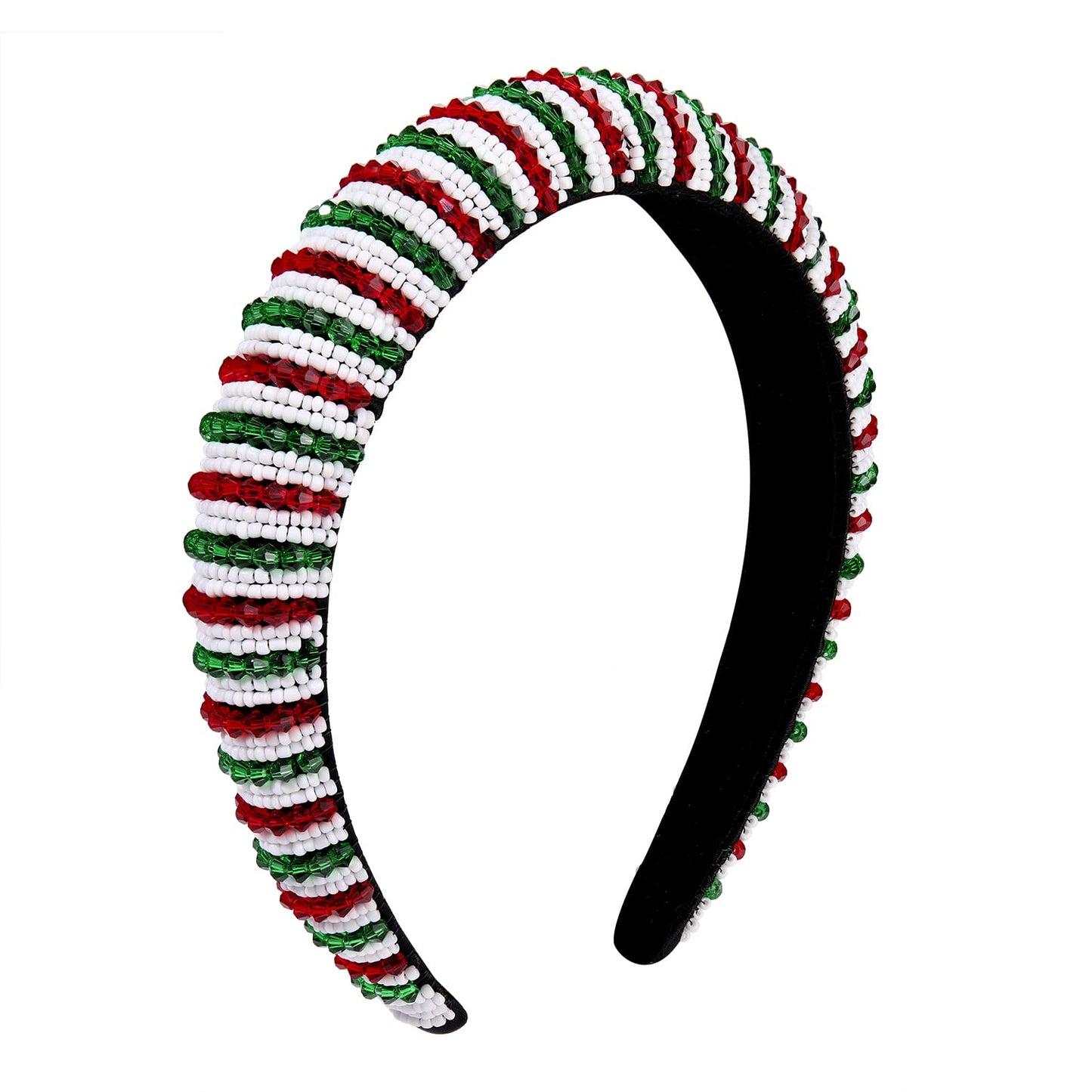 vokone Christmas Headband Bejewelled Crystal Beaded Padded Headband Statement Chistmas Costume Headwear Hair Accessory