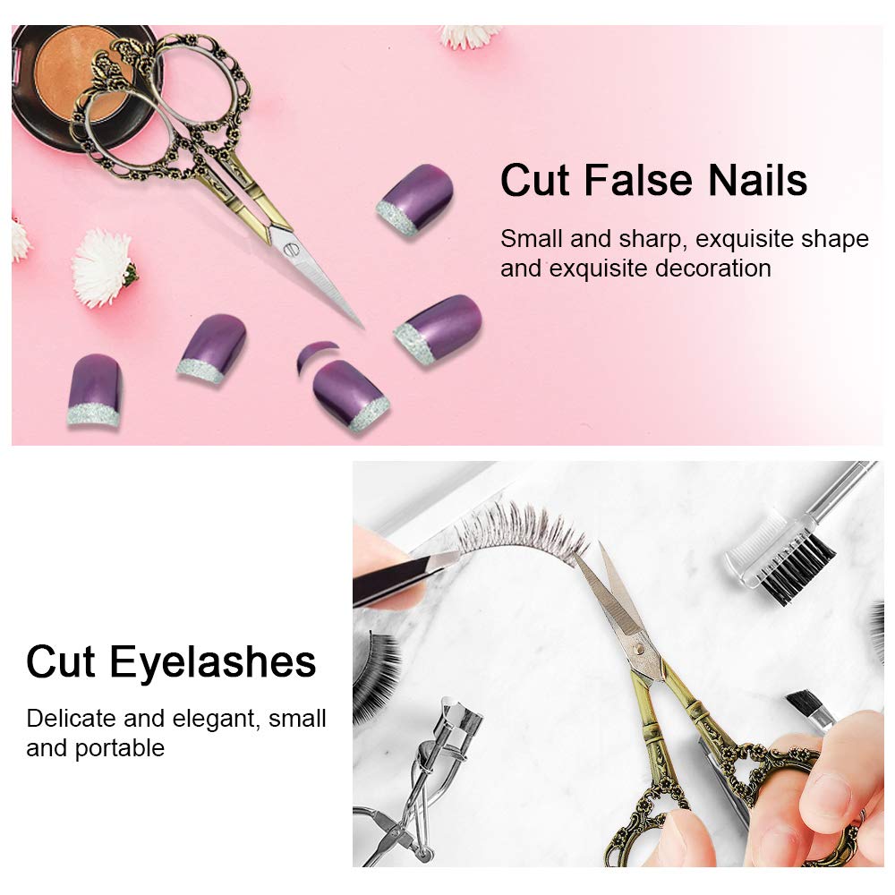 Professional Manicure Scissors, EBANKU Vintage Stainless Steel Cuticle Precision Beauty Grooming for Nail, Facial Hair, Eyebrow, Eyelash, Nose Hair (Red Bronze)