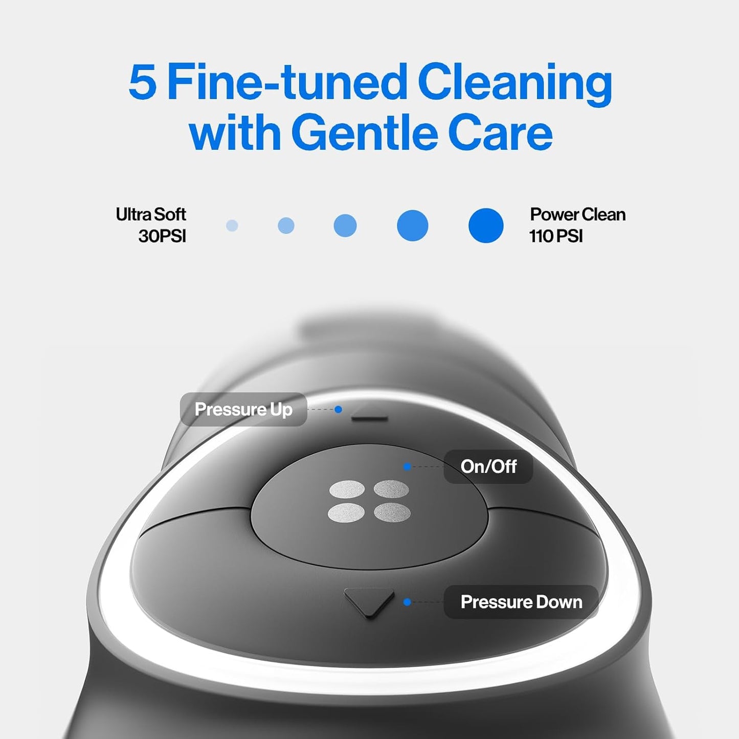 Usmile C30 Cordless Water Flosser - 300ml Tank, 5 Pressure Levels, USB-C Rechargeable, IPX7 Waterproof, Black