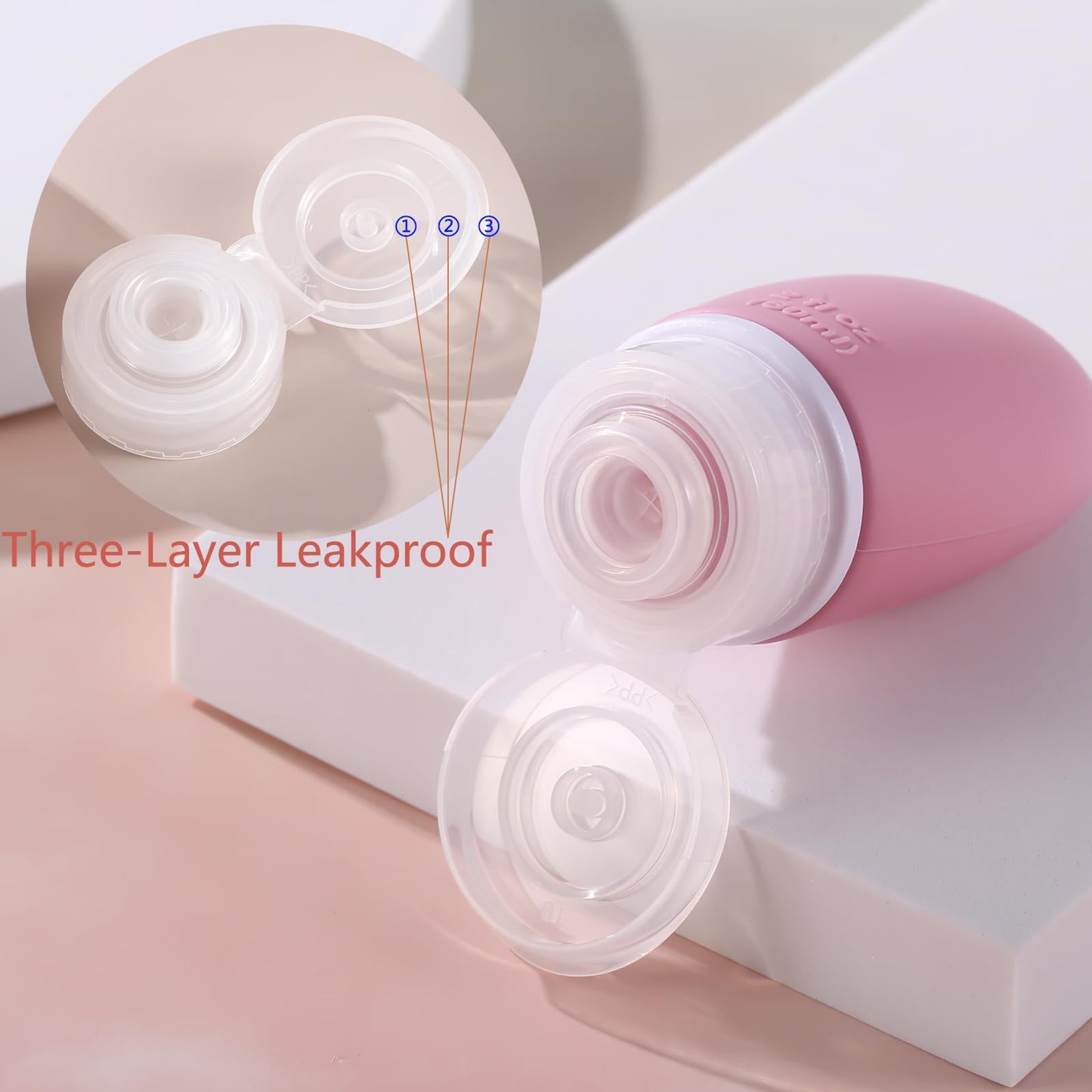 LIYUABU Leak Proof Silicone Travel Bottles,4 Pack 2oz Liquid Squeezable Refillable Portable Accessories/Cosmetic Containers,BPA Free,Travel Size Bottles for Toiletries Shampoo Conditioner Lotion