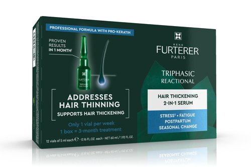 Rene Furterer Triphasic Concentrated Serum for Thinning Hair - Drug-Free & Breastfeeding Safe - 12 Ct.