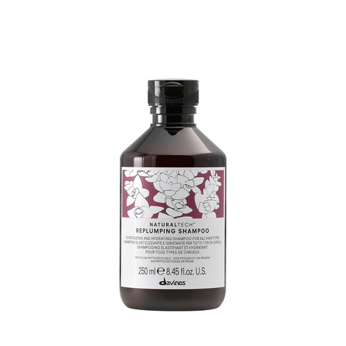 Davines Naturaltech Replumping Shampoo - Moisturizing Formula for Fine Hair with Plum Phytoceuticals | 8.45 Fl Oz