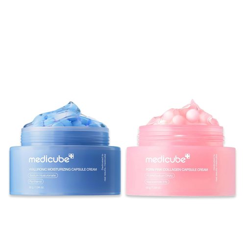 Medicube Hydration & Glow Capsule Duo - Hyaluronic Acid & Salmon DNA Cream | Firming, Plumping Moisture for Radiant Skin