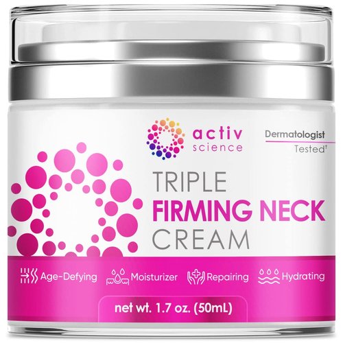 ACTIVSCIENCE Neck Firming Cream - Natural Anti-Aging Moisturizer with Retinol & Hyaluronic Acid - Day & Night Use