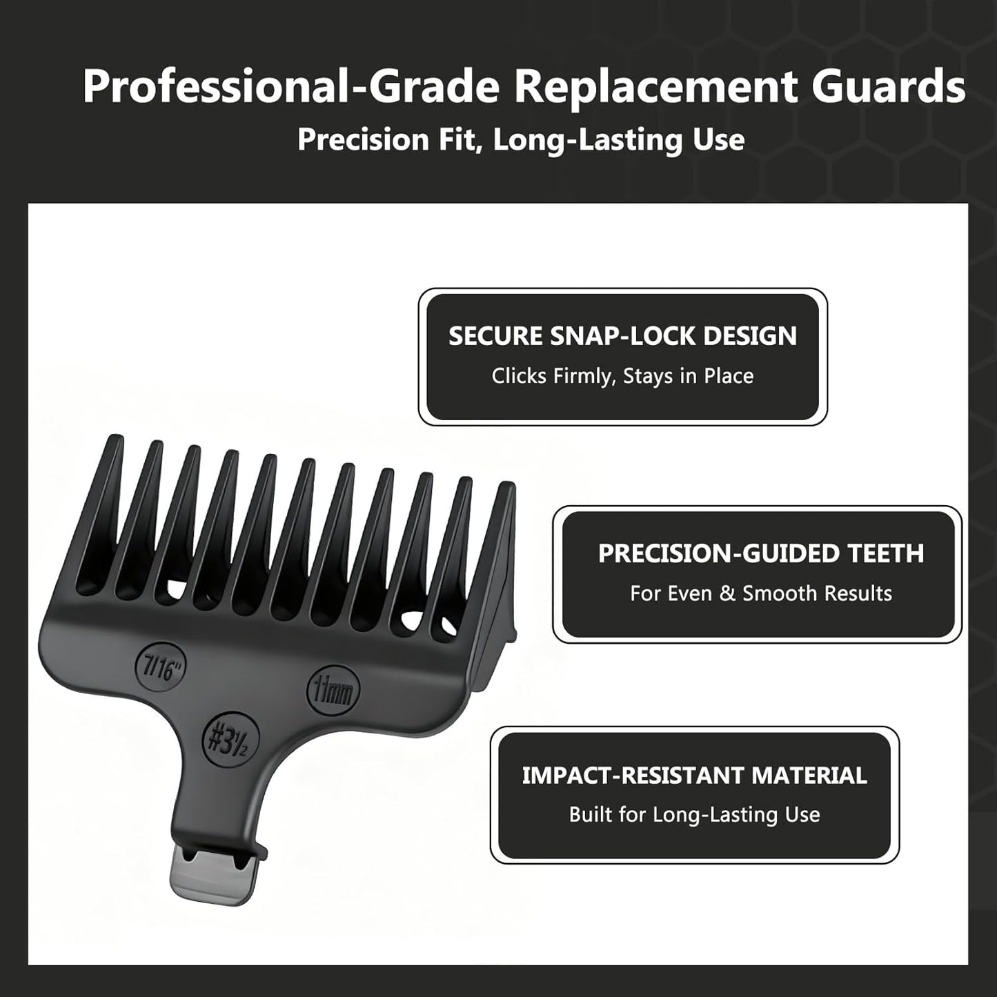 Wahl Beard Trimmer Guide Comb Set - 8 Full-Size Attachment Guards (1/16" to 1/2") for Precision Grooming