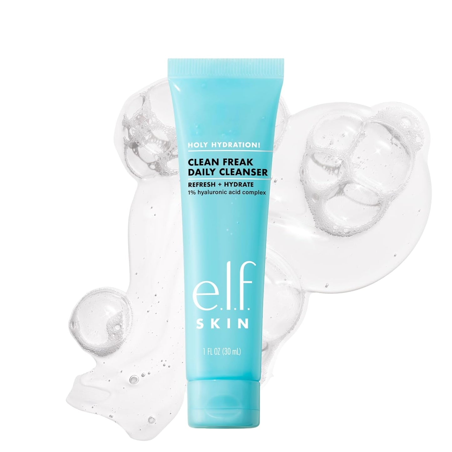 e.l.f. SKIN Daily Cleanser - Gentle Hydrating Face Cleanser with Hyaluronic Acid | Mini 1 fl oz