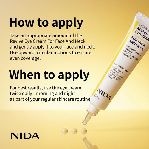 NIDA Revive Eye Cream - Probiotic Lystate Solution with Retinal & Peptide Complex | Reduces Wrinkles & Fine Lines | 1.35 fl. oz. (40ml)
