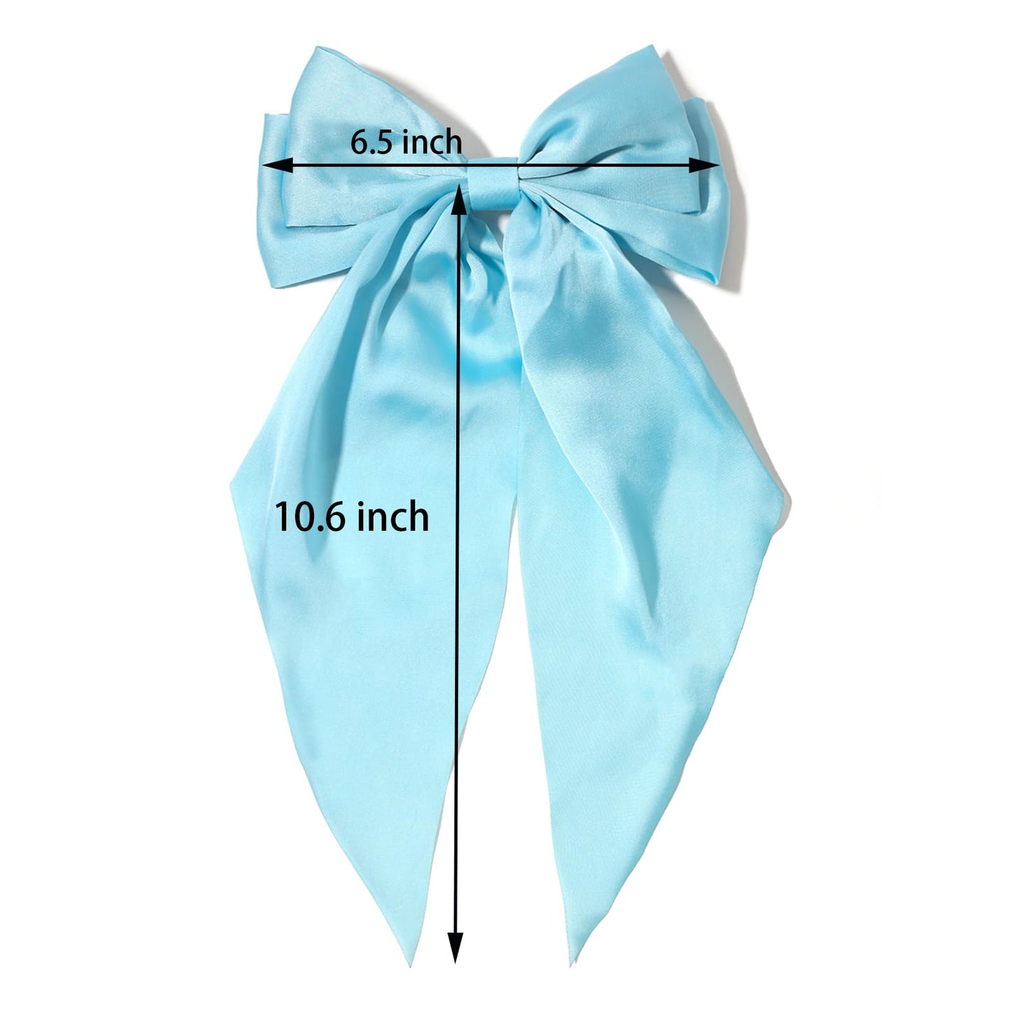 Furling Pompoms Hair Bows Clips for Women Large Bow Clip for Girls Satin Long Tails with Alligator Clips Big Hair Bow Hair Accessories (Blue Lilac)