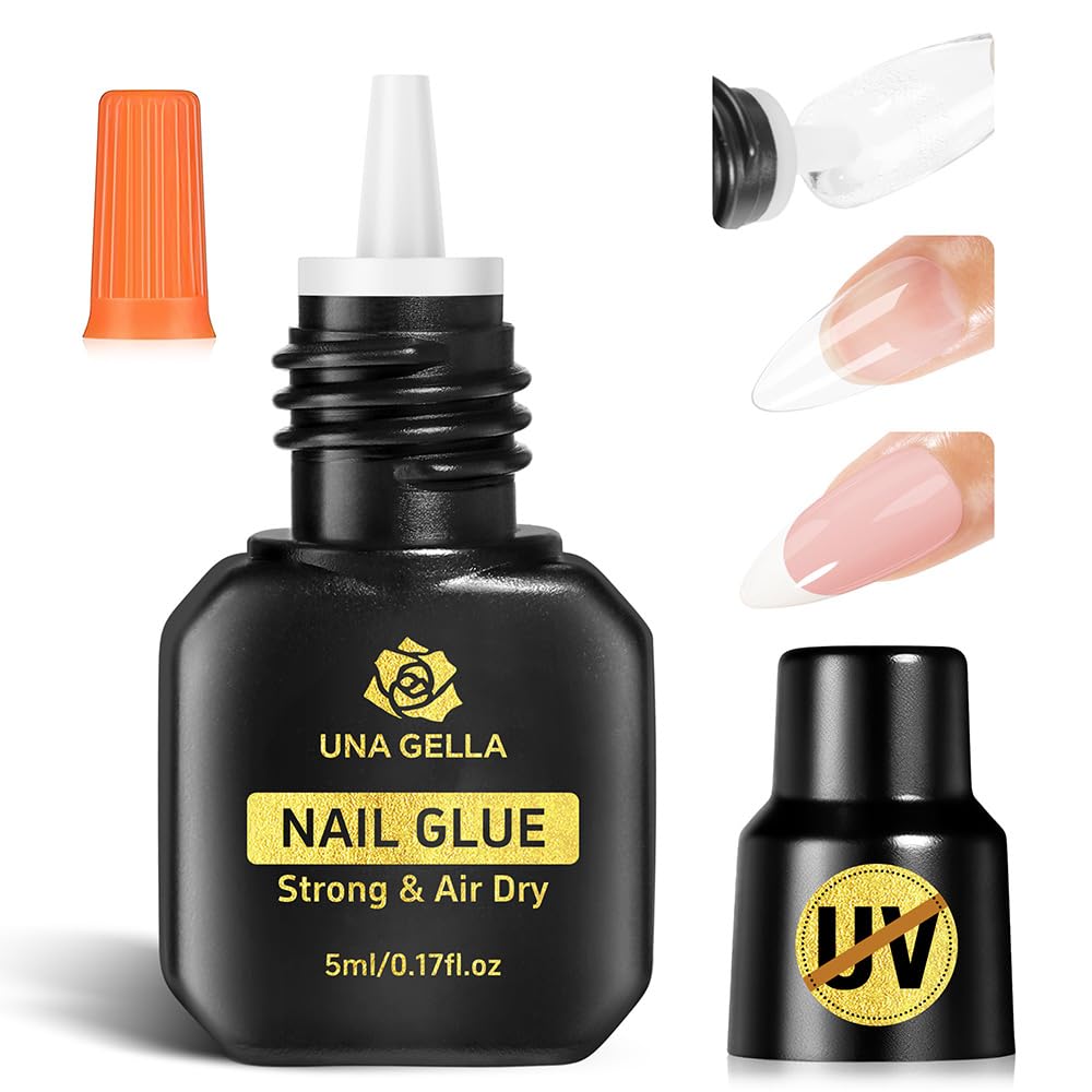 UNA GELLA Gel Nail Glue, Solid Nails Gl ue Gel 40g Lamp Curing Needed Soak Off G LUE Strong Nail G LUE G el for Acrylic Fake Nails Tips Extension Press On Nails for Gelly Tips