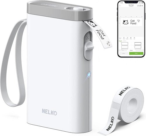 Nelko Label Maker - P21 Bluetooth Mini Printer with Multiple Templates for Home & Office - White