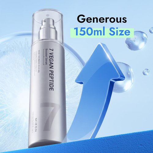 MIZON 7 Vegan Peptide Booster Serum Korean Anti-Aging Face Serum with Niacinamide & Hyaluronic Acid Hydrating Firming & Smoothing Skincare for Fine Lines & Skin Repair – 5.07 fl oz