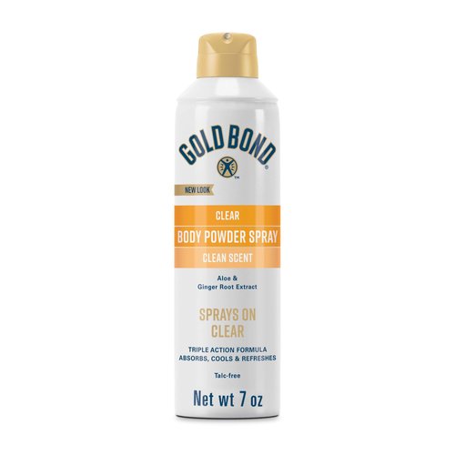 Gold Bond No Mess Clear Invisible Body Powder Spray, 7 oz., Absorbs Odor-Causing Sweat, Whole Body Deodorant Spray