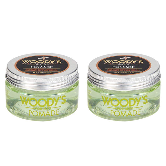 Woody's Pomade for Men - Strong Hold Water-Based Hair Styling Cream for Classic Looks | 3.4 oz, 2 Pack