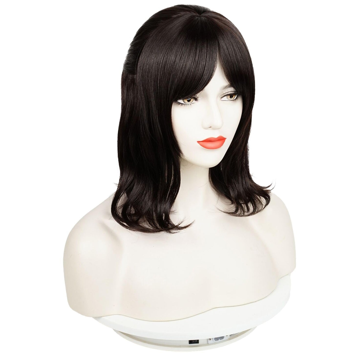 Wiggy Mermaid Black Deetz Wig 35cm Long Black Wavy Wig + Wig Cap for Halloween Costume Party Cosplay