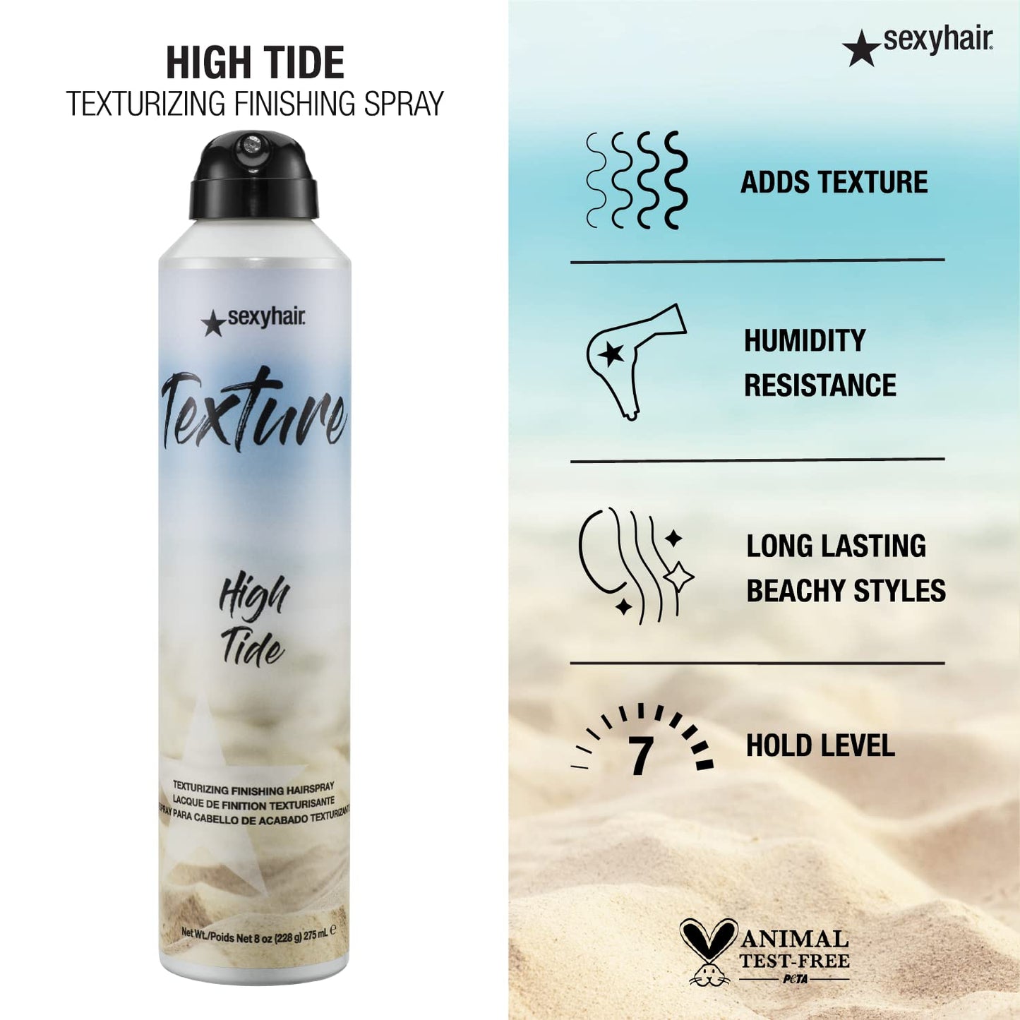 SexyHair Texture High Tide Texturizing Hairspray - 8 Oz | Humidity Resistant & Natural Shine | For All Hair Types