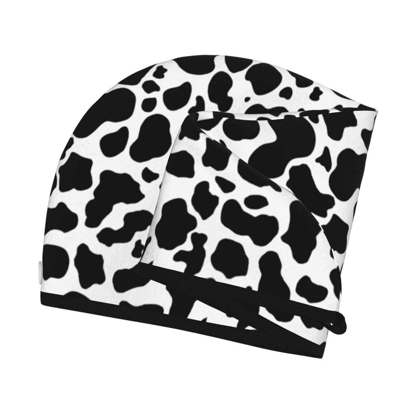 Ubouigr Coral Velvet Dry Hair Cap with Button,Microfiber Hair Towel Wrap for Women Wet Hair,Quick Dry Turban for Drying Curly Long & Thick Hair (Cow Print)