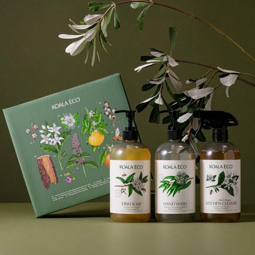 Koala Eco Gift Set - Natural Kitchen Cleaner, Dish Soap & Hand Wash | Australian Lemon Eucalyptus, 16 oz (3 Pack)
