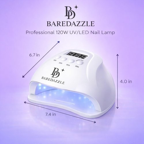 BAREDAZZLE 120W UV LED Nail Lamp for Gel Nails – Professional Nail Dryer with 4 Timers, LCD Display, Auto Sensor & Low Heat Mode – Removable Base, 36 LED Beads