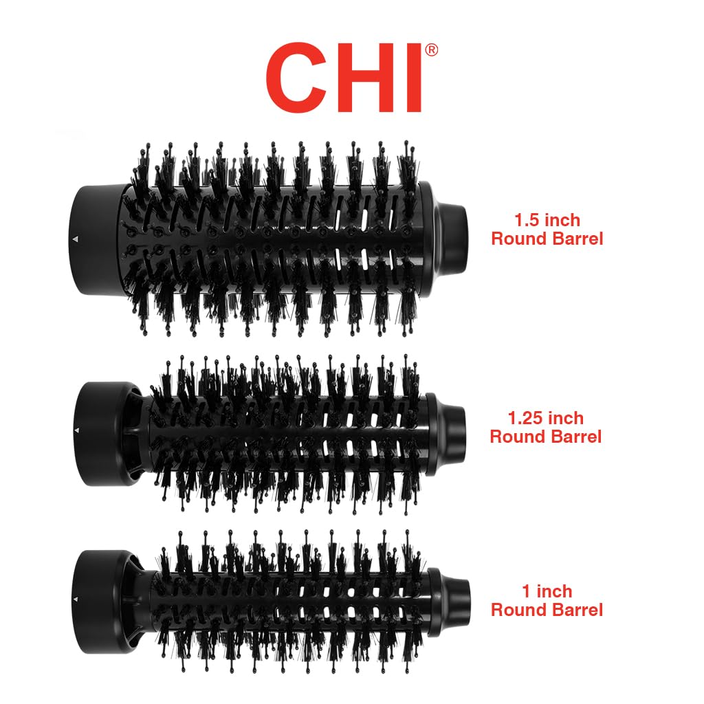CHI 3-in-1 Round Blowout Brush - Hair Dryer Brush for Smooth, Frizz-Free Hair | 3 Heads & Adjustable Heat