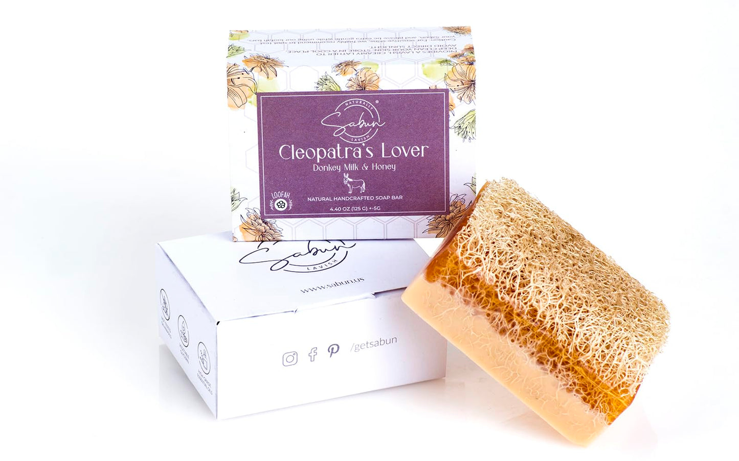 SABUN CO. [3 Pack] Donkey Milk Soap with Honey - Natural Exfoliating Loofah Soap Bar Nourishing, Hydrating, Moisturizing Handmade Soap For Face and Body - With Loofah [4.4 oz - 125 gr x 3]