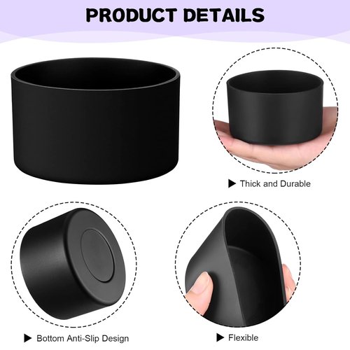 Honeydak Silicone Sleeve Bottom Base - Anti-Slip Cover for 16 oz Spray Bottles | Washable Rubber (Black)