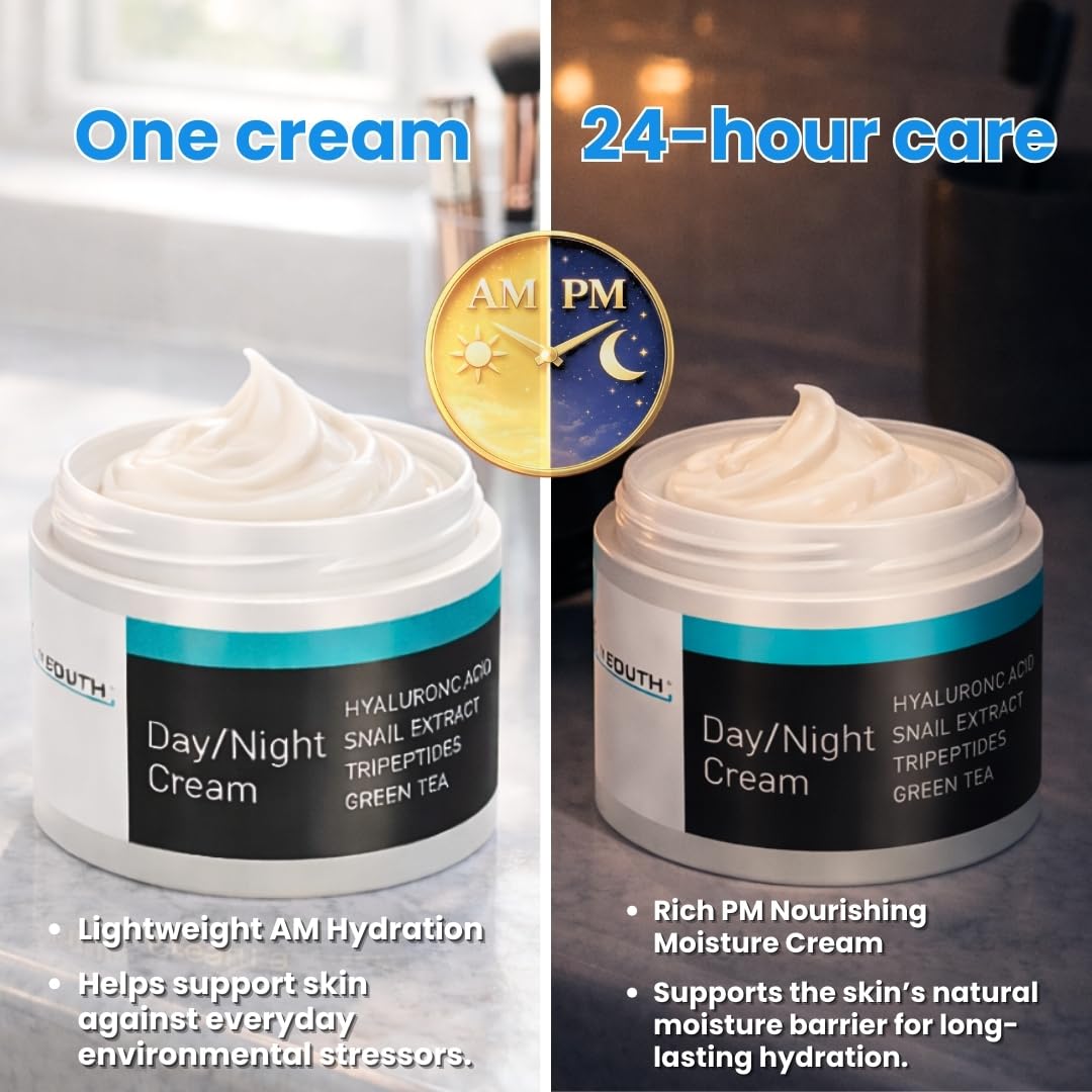 YEOUTH Day & Night Face Moisturizer - Hydrating Hyaluronic Acid & Snail Mucin Cream, 4oz