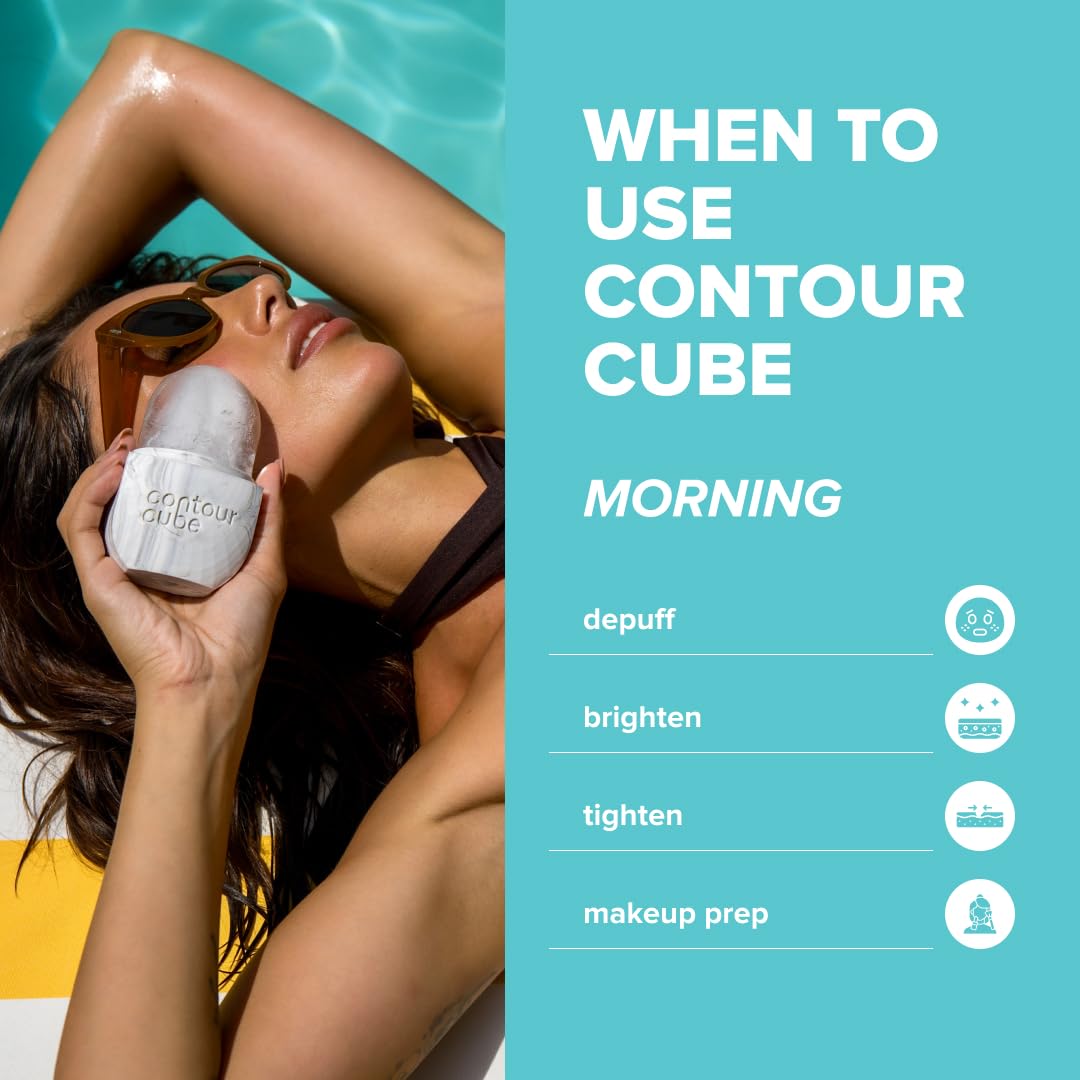 Contour Cube Original - Ice Roller for Sculpting & De-Puffing | BPA-Free Silicone Face Massager (180ml) - Marble