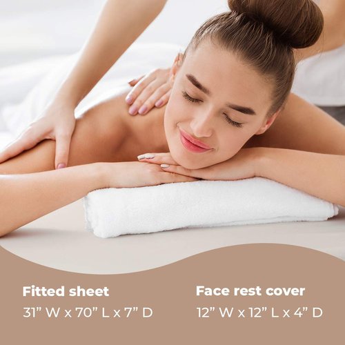 ForPro Professional Collection Waterproof Massage Table Cover - Machine Washable Spa Treatment Sheet Set | Natural