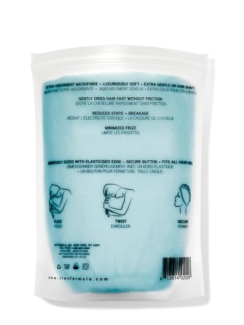 ILES FORMULA Hair Turban Towel - Ultra-Soft Microfiber Wrap for Fast Drying & Frizz Control | Large Spa Blue