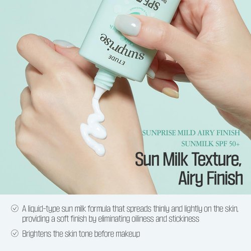 ETUDE Sunprise Sunscreen - Mild Sun Milk SPF 50+ | Sebum-Free, Non-Sticky, Long-Lasting Protection (55ml)