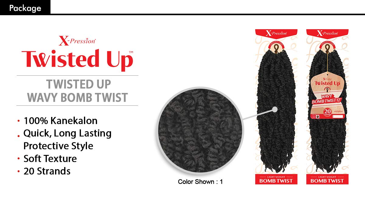 MULTI PACK DEALS! Outre Crochet Braids X-Pression Twisted Up Wavy Bomb Twist 12" (5-PACK, 2T1B/425)