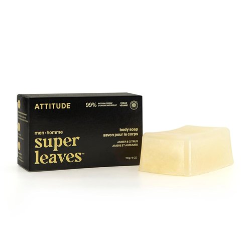 ATTITUDE Bar Soap | Natural Body Wash for Men with Avocado Oil | EWG Verified, Amber & Citrus, 4 Oz