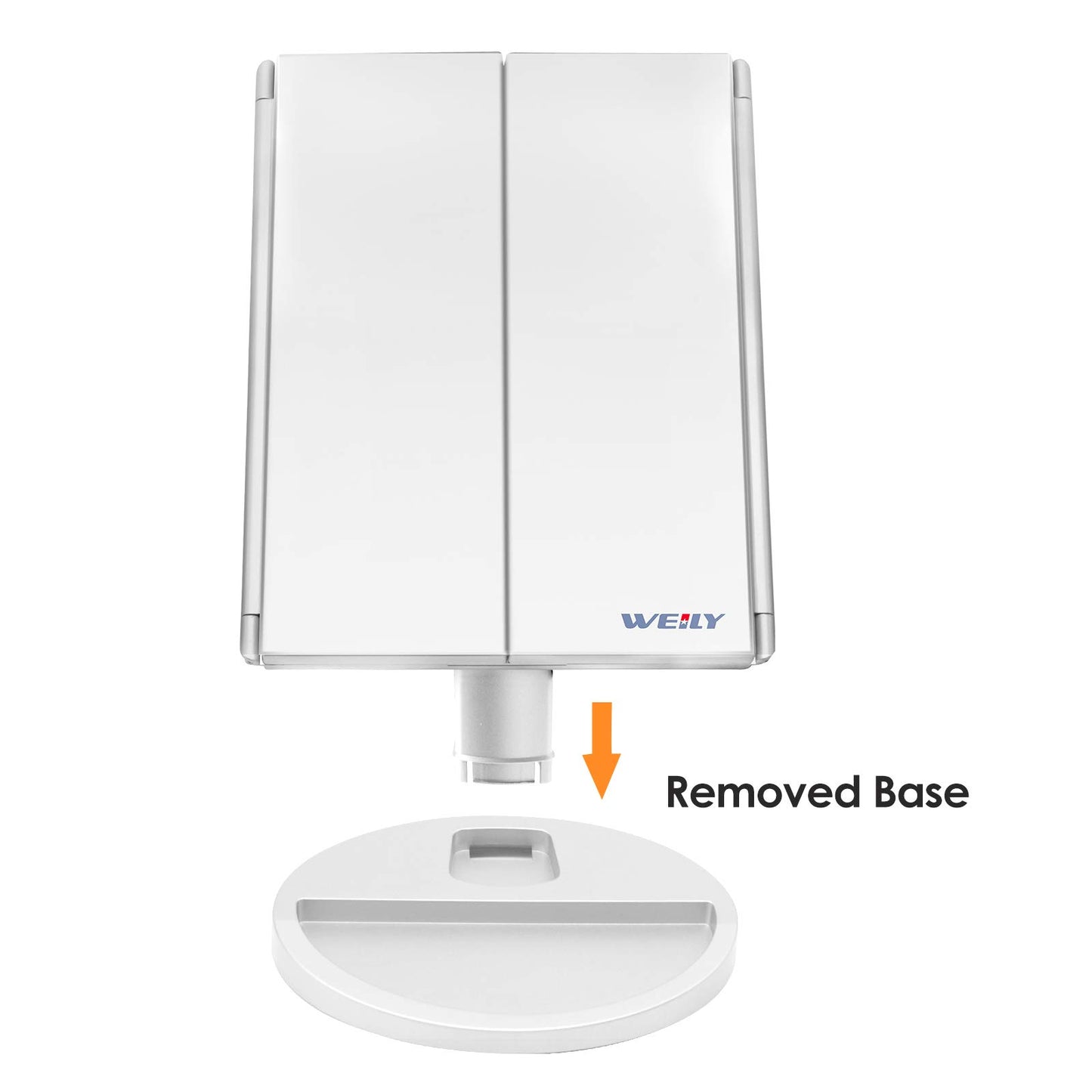 WEILY Makeup Vanity Mirror with 21 LED Lights and Touch Screen, Tri-Fold 1x 2X 3X Magnification,180° Adjustable Rotation and USB Powered,Countertop Cosmetic Mirror (White)